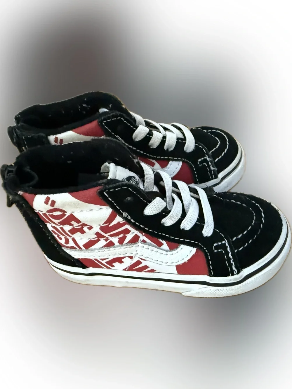 Vans Kids Black, Red & White High-Top Skate Sneakers